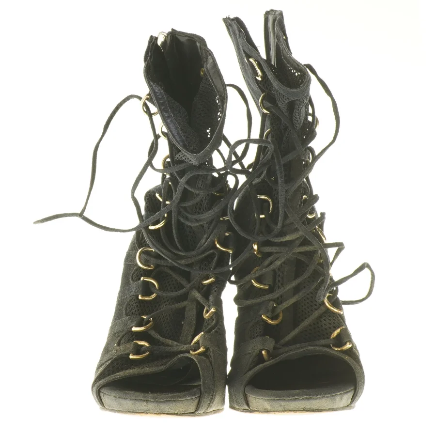 Sort snørestøvler med hæl (str. 37 )