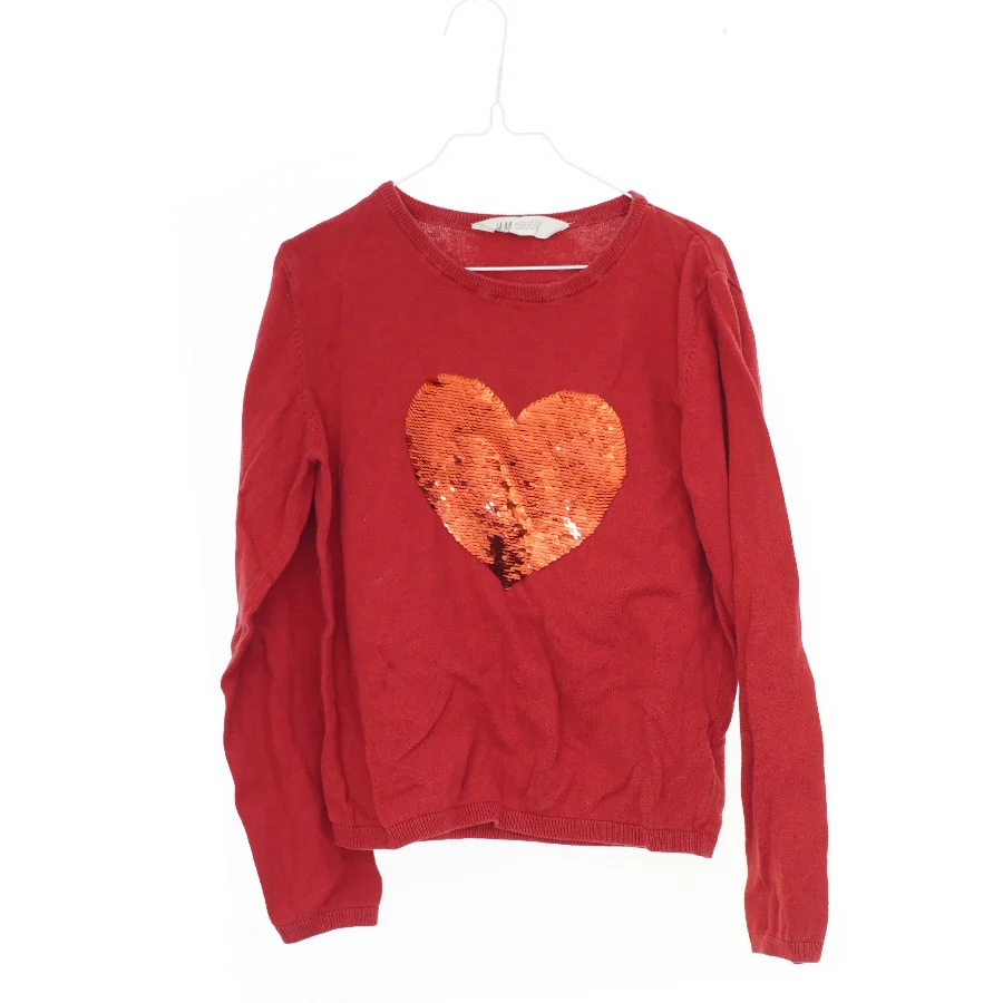 Rød striktrøje med hjerte fra H&M (str. 152)