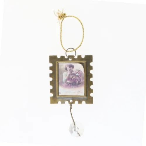 Julepynt med billedramme og krystalvedhæng (str. 15,5 cm)