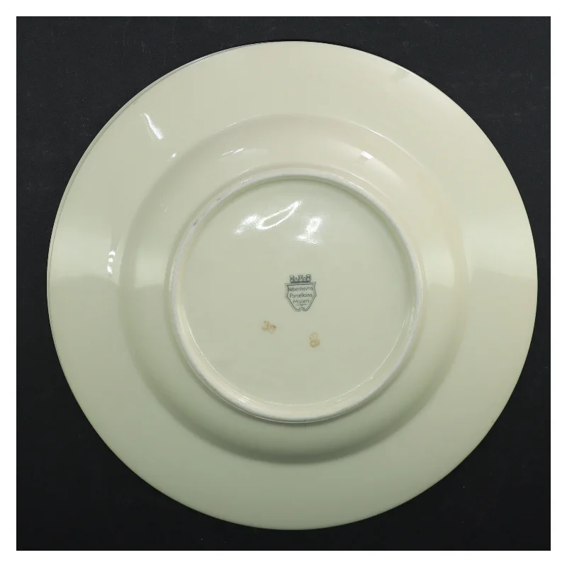 Porcelænstallerkner med sort rose fra KPM (str. Ø. 26 cm)