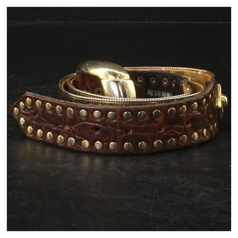 Læderbælte med metalkant (str. 73 cm)