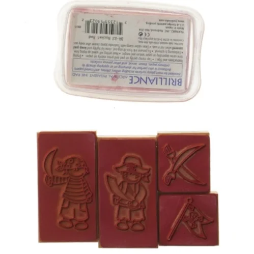 Stempelsæt med piratmotiver fra Panduro (str. 9 x 6 cm - 4 x 4 cm)