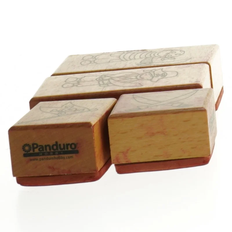 Stempelsæt med piratmotiver fra Panduro (str. 9 x 6 cm - 4 x 4 cm)