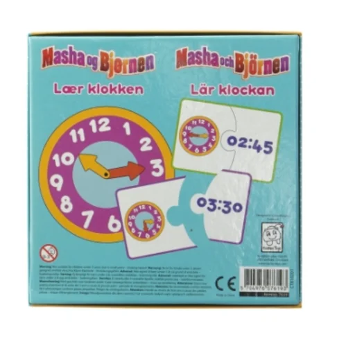 Masha og Bjørnen lær uret puslespil fra Barbo Toys (str. 23 brikker)