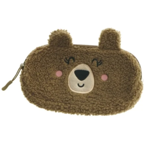 Pennehus i plys med dyremotiv (str. 23 x. 13 cm)