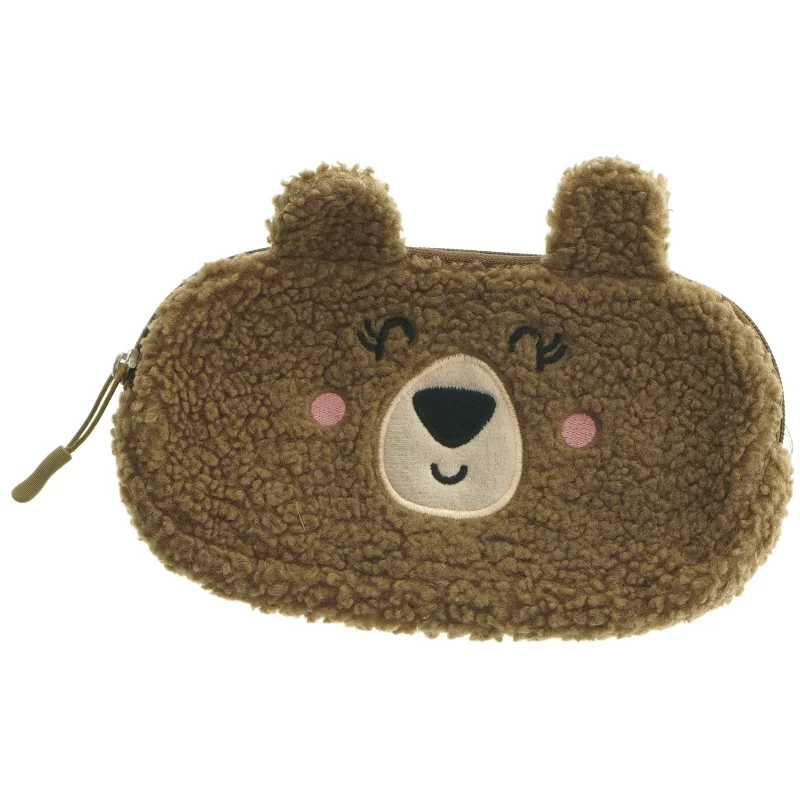 Pennehus i plys med dyremotiv (str. 23 x. 13 cm)