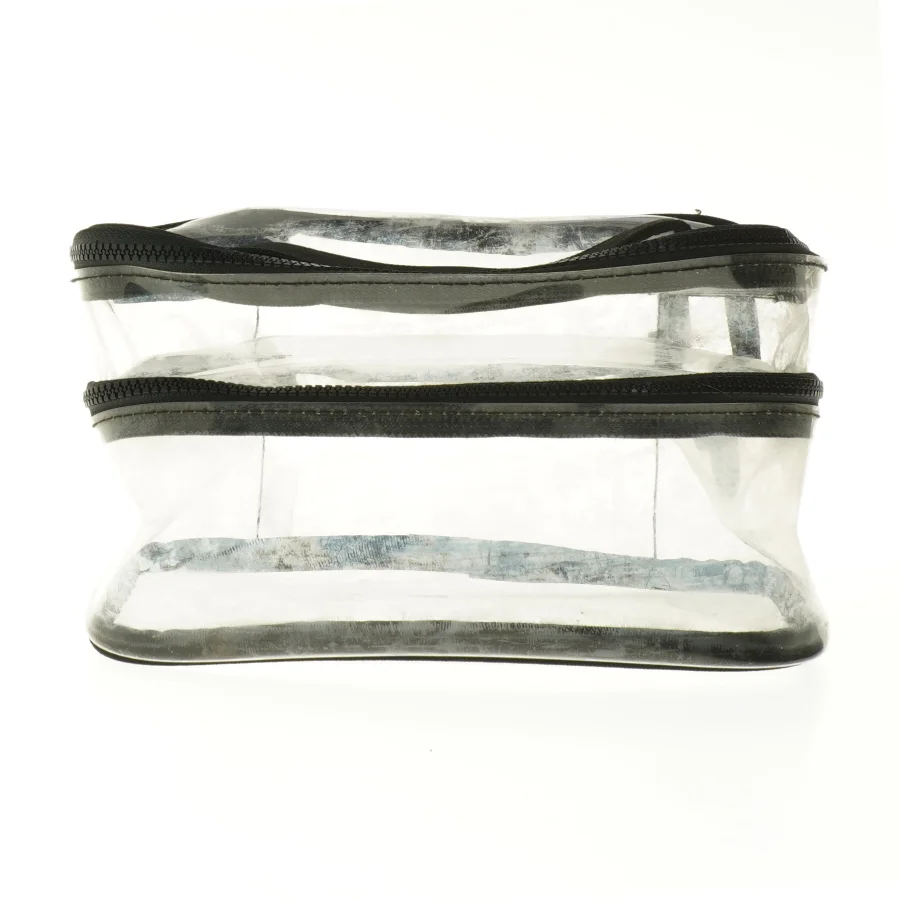 Transparent toilettaske med to lynlåse (str. 21x12 cm)