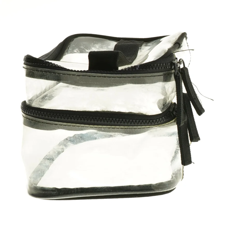 Transparent toilettaske med to lynlåse (str. 21x12 cm)