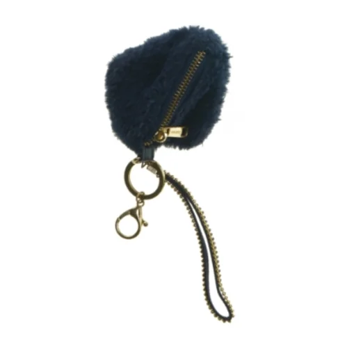 Blå pels pompom nøglering fra Carpisa (str. 10 x 10 cm uden rem)