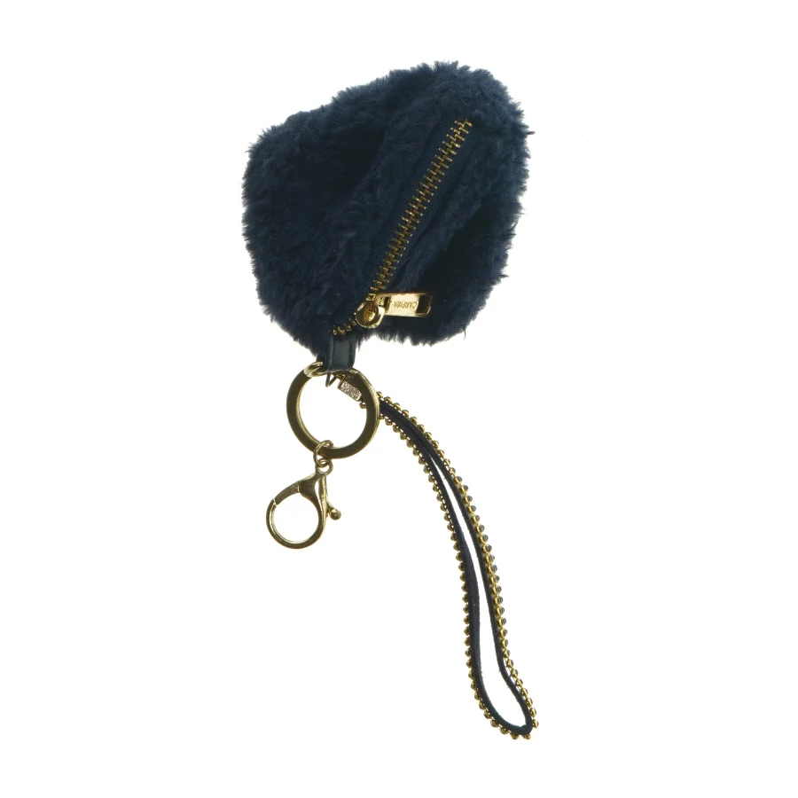 Blå pels pompom nøglering fra Carpisa (str. 10 x 10 cm uden rem)