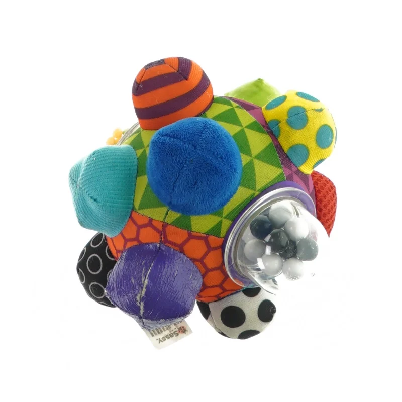 Babylegetøj, bold med prikker der kan rasle