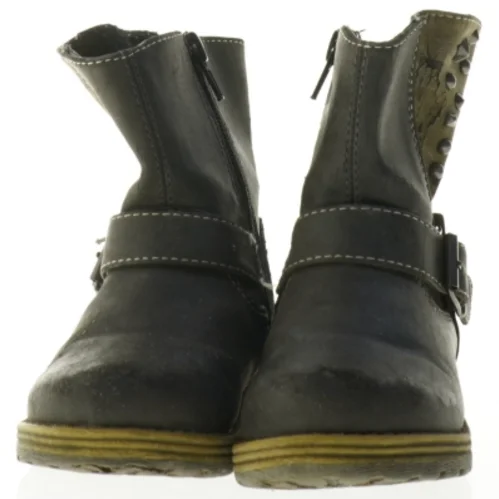 Sorte læderstøvler med spænder (str. 25)