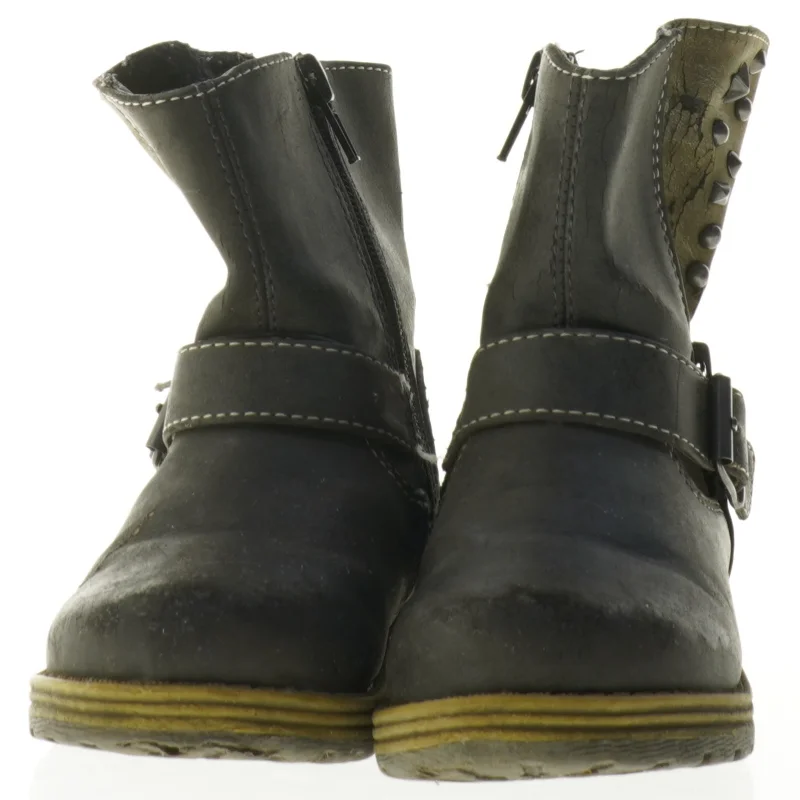 Sorte læderstøvler med spænder (str. 25)