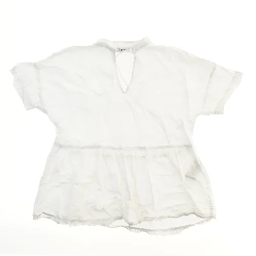 Hvid bluse med korte ærmer fra Pieces (str. XS)