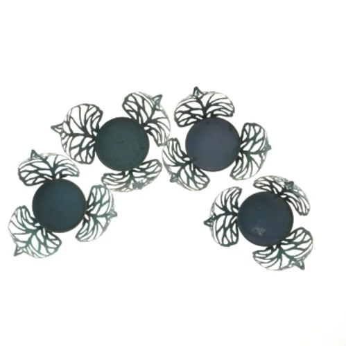 Metal lysestager i bladform (str. 14 cm)
