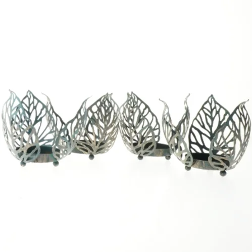 Metal lysestager i bladform (str. 14 cm)