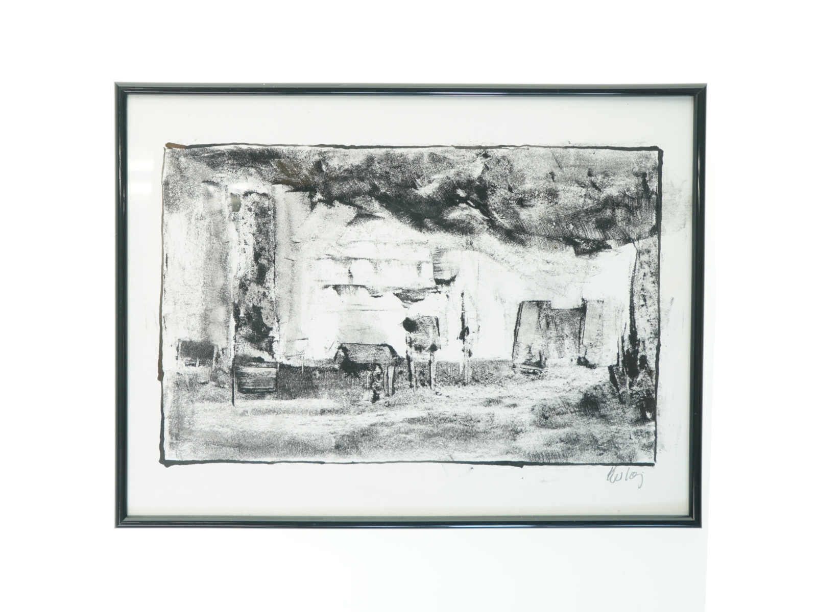 Sort og hvidt billede i ramme (str. 41 x 31 cm)