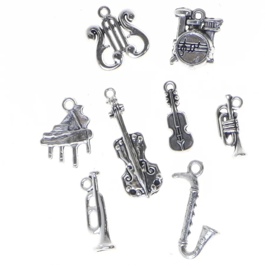Musikinstrument charms i metal