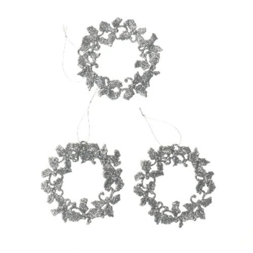 Sølvglimmer kransepynt (str. 11 cm)