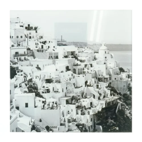 Billede på glas - af Santorini (str. 30 x 30 cm)