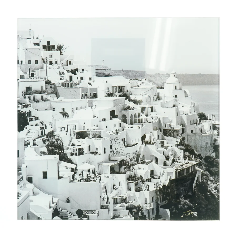 Billede på glas - af Santorini (str. 30 x 30 cm)
