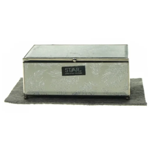 Spejlæske med motiver af fjer (str. 19 x 14 x 8 cm)