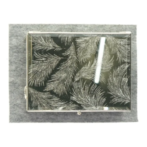 Spejlæske med motiver af fjer (str. 19 x 14 x 8 cm)