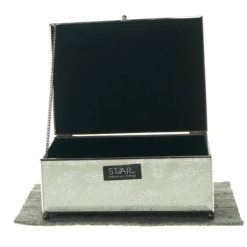 Spejlæske med motiver af fjer (str. 19 x 14 x 8 cm)