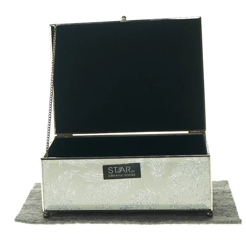 Spejlæske med motiver af fjer (str. 19 x 14 x 8 cm)