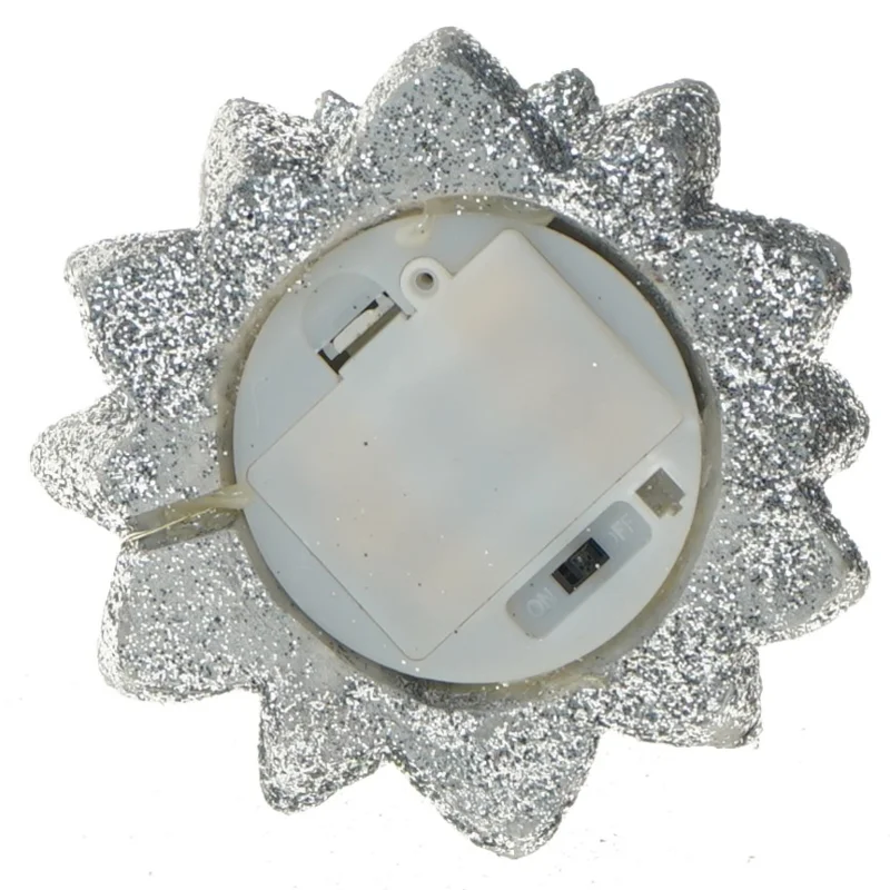 Sølvglimmer juletræ med lys (str. 25 cm)