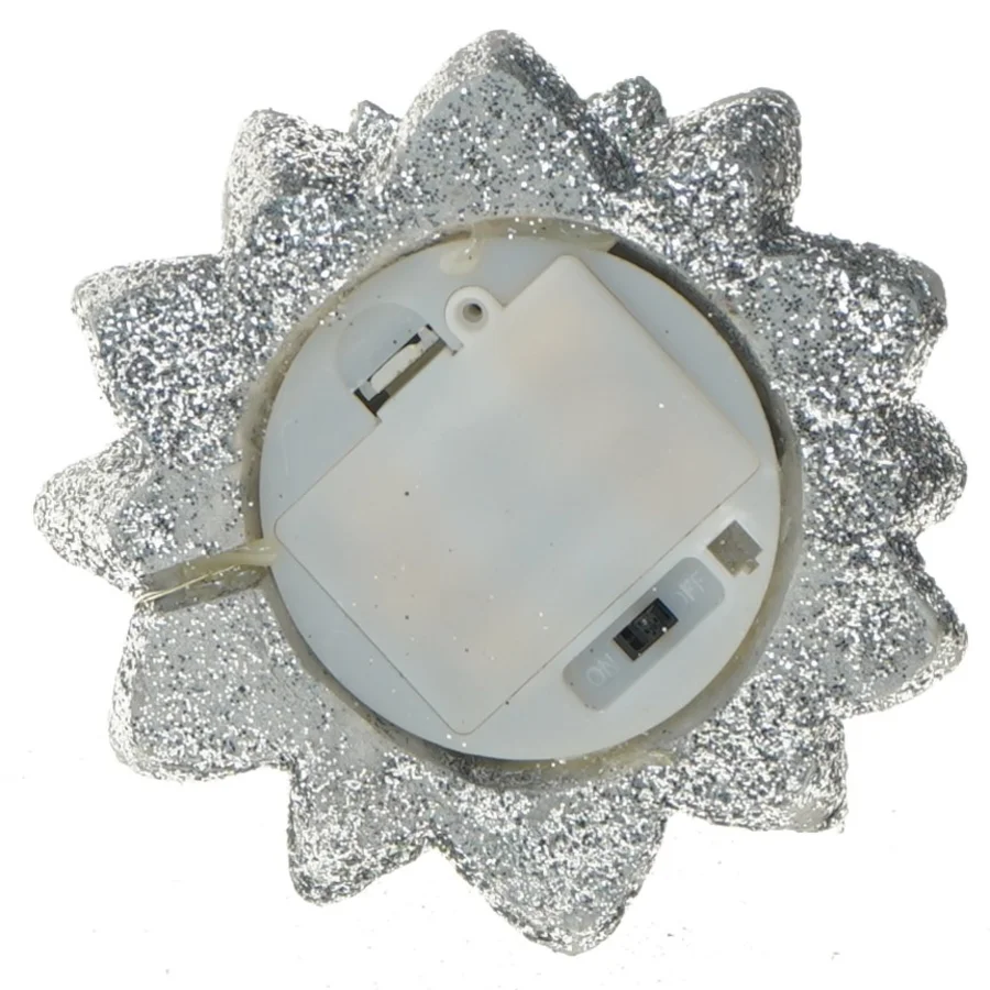 Sølvglimmer juletræ med lys (str. 25 cm)