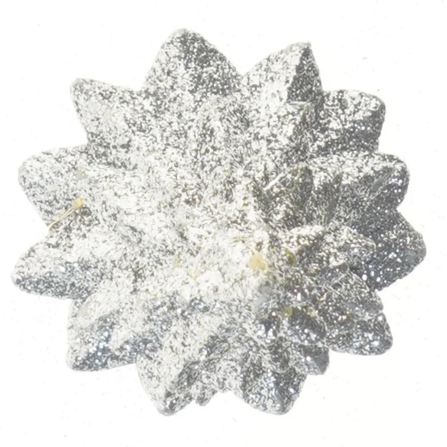 Sølvglimmer juletræ med lys (str. 25 cm)