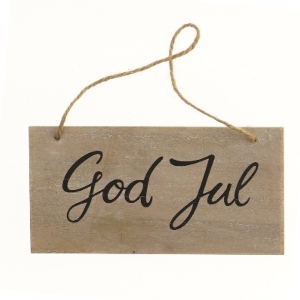 Træskilt med 'God Jul' fra Form Living (str. 20x10 cm)