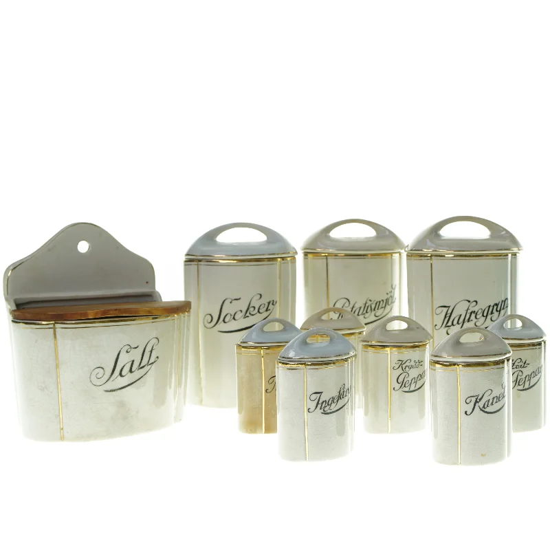 Antikke svenske krydderikrukker (str. 6 x 6 x 9 og 10 x 20 x 10)