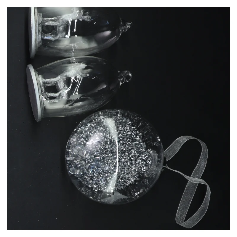 Sølv og glas juledekorationer (str. Ø 10 og 10 cm og 19 cm)