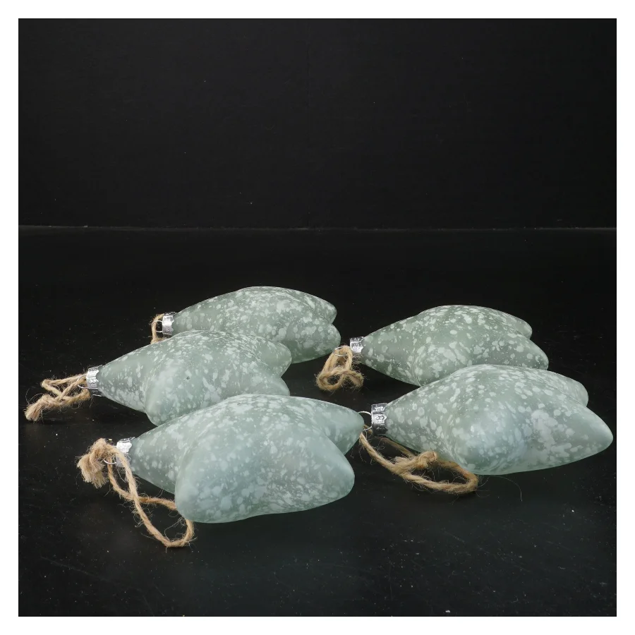 Mintgrønne Stjerneformede juleornamenter af glas(str. 10x3 cm)