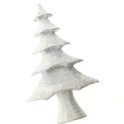 Stort sølvfarvet dekorativt juletræ (str. 58x36 cm)