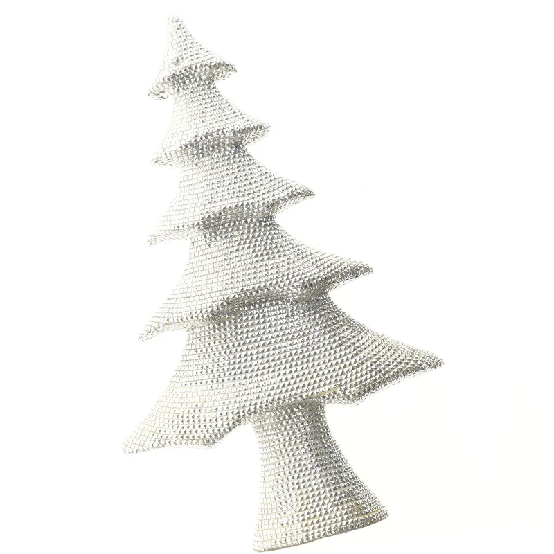 Stort sølvfarvet dekorativt juletræ (str. 58x36 cm)