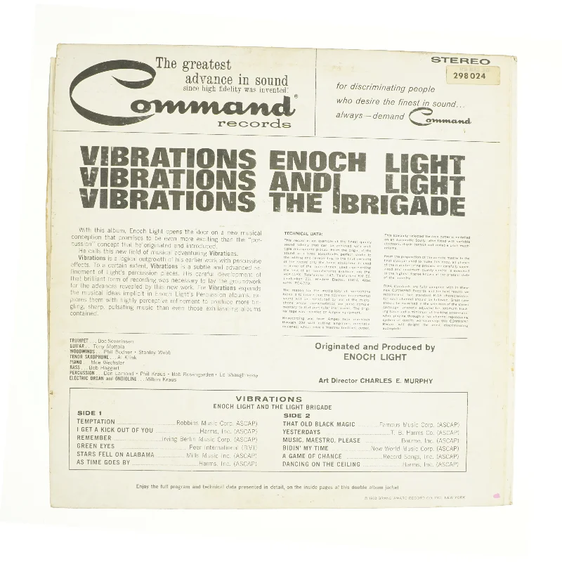 Vibrations, enoch light and the light brigade