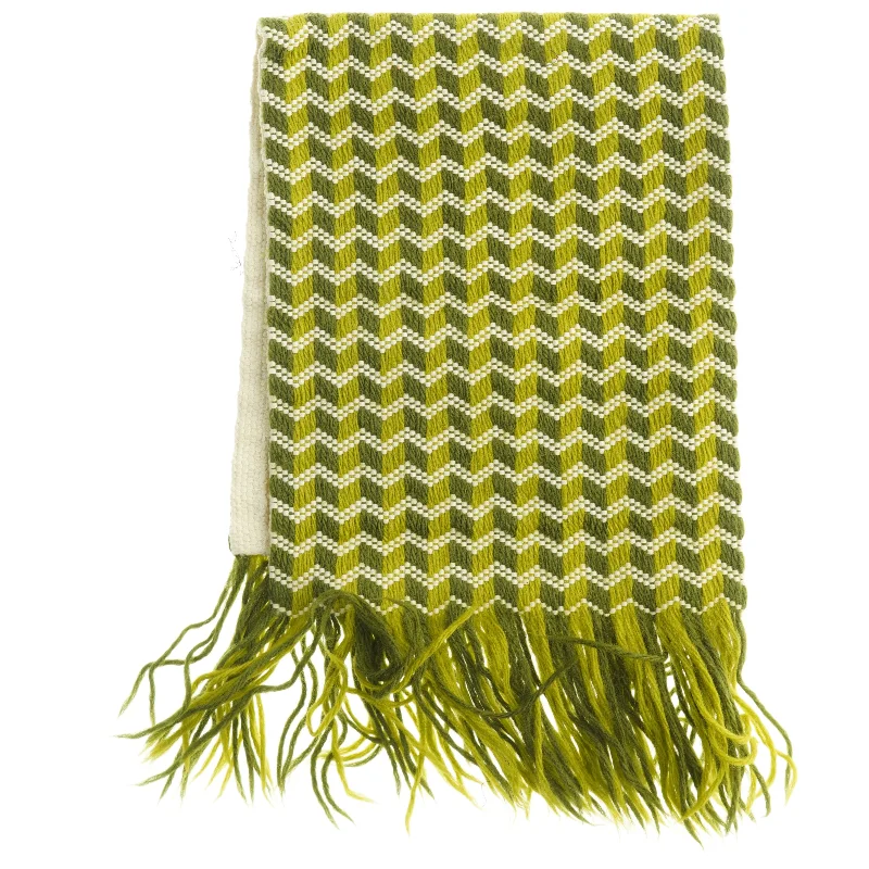 Grøn og hvid vævet tørklæde (str. 77 x 31 cm)