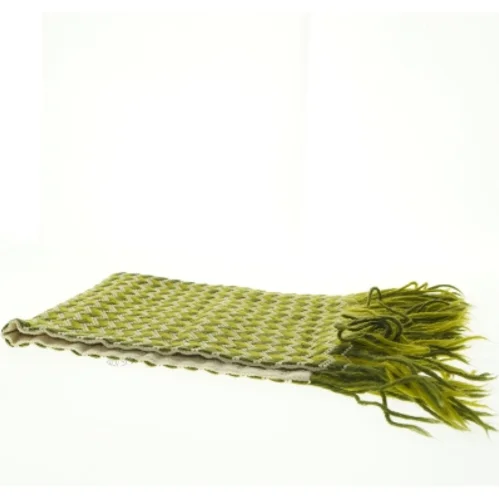 Grøn og hvid vævet tørklæde (str. 77 x 31 cm)