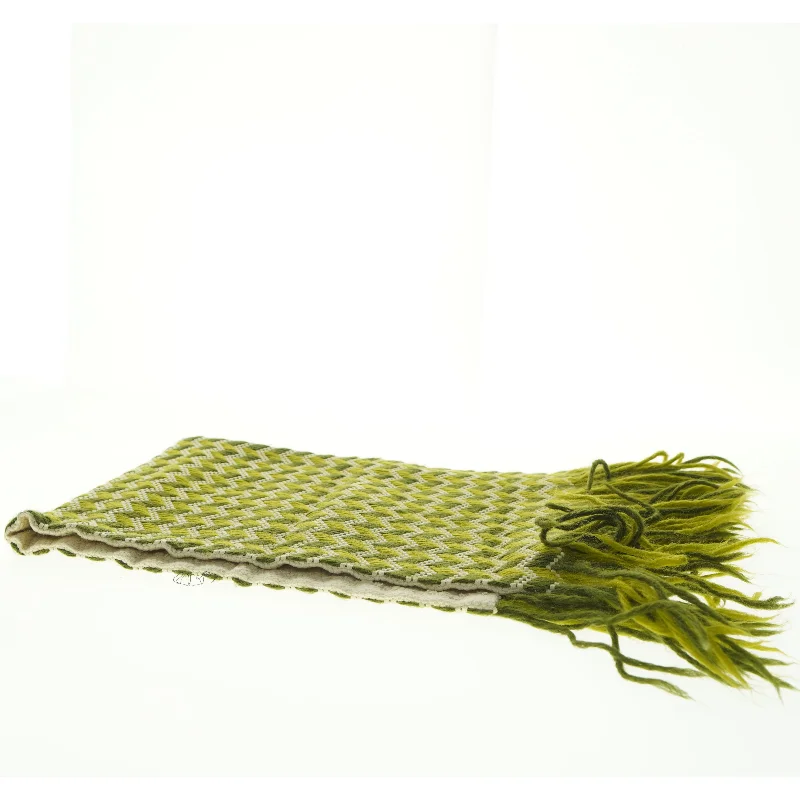 Grøn og hvid vævet tørklæde (str. 77 x 31 cm)