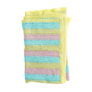 Hæklet tæppe med farvestriber (str. 132 x, 105 cm)