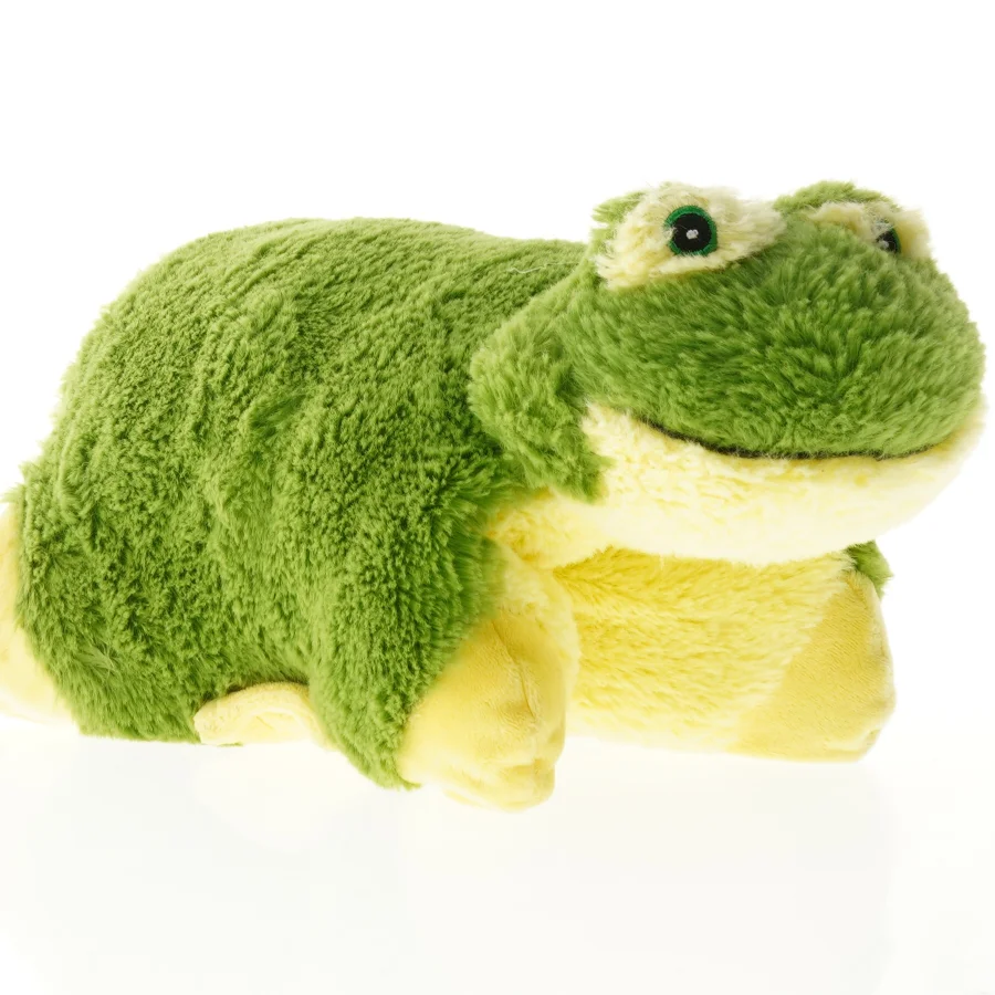 Grøn og gul bamse frø (str. 31 x 30 cm)