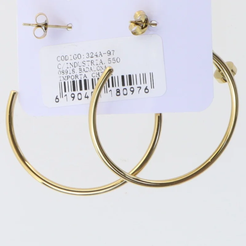 Guldfarvede rustfrit stål øreringe (str. 3,5 cm)