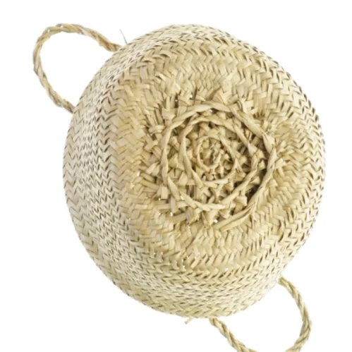 Flettet kurv med låg (str. 22x13 cm)