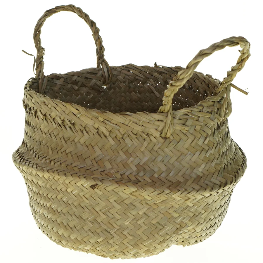 Flettet kurv med låg (str. 22x13 cm)