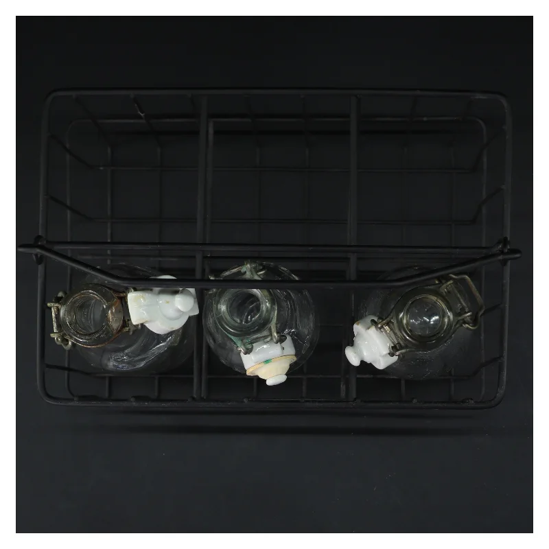 Glasflasker med metalstativ (str. 24x16 cm)