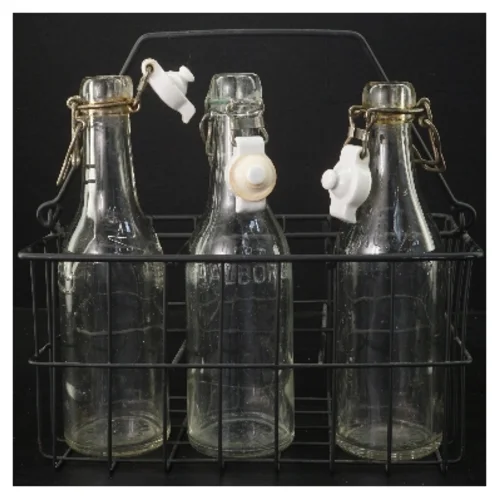 Glasflasker med metalstativ (str. 24x16 cm)