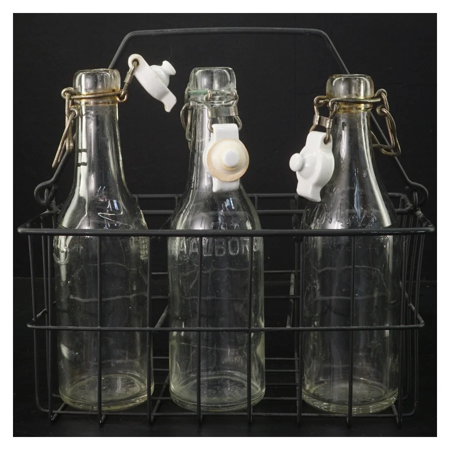 Glasflasker med metalstativ (str. 24x16 cm)